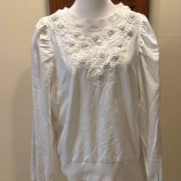 Anthropologie Ivory Knit Top (100% Cotton) - size XL - Picture 2 of 13